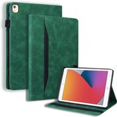 Case2go - Tablet hoes geschikt voor iPad 10.2 (2021/2020/2019) - Business Wallet Book Case - Met pasjeshouder - Groen