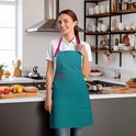 Encasa Homes Adjustable Kitchen Apron with Pockets & Towel Holder - 31 x 25 inch - Recycled Cotton, For Home & Restaurant, Men & Women Cooks, Cooking, Baking, BBQ - Franca Blue
