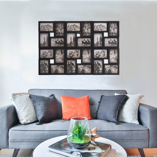 Cadre Photo Springos - 24 Photos - Collage - Portrait/Paysage - 86 x 57 cm - Zwart