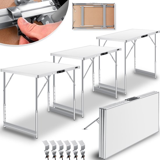 Beach & Pool behangtafel, staal, 300 x 60 cm, opvouwbaar, multifunctionele tafel, schildertafel, klaptafel, vlooienmarkttafel, partytafel