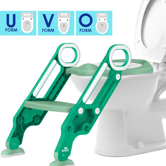 Toiletbril Kinderen, in Hoogte Verstelbaar Opvouwbare Toilettrainer met Trap Toiletbevestiging Kinderen Toiletbril met Antislip Laddertrede en Antislip Kussens