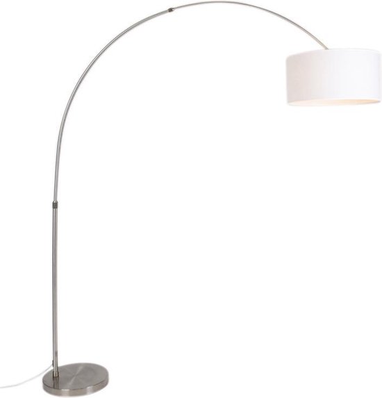 QAZQA Satin - Lampe à arc sur pied - 1 lumière - L 1950 mm - Blanc