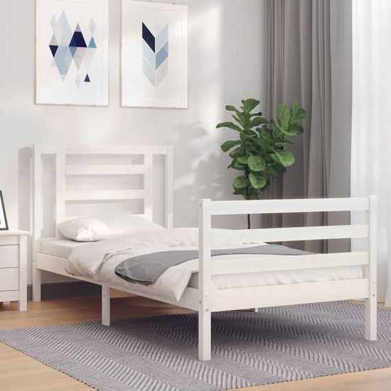 Futonbed Van Massief Hout Met Hoofdbord En Lattenbodem, 200 X 90 Cm Natuurlijk Hout