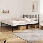 The Living Store Bedframe s - Metalen Bedframe - Zwarte - 219 x 187 x 90.5 cm - Staal