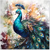 Peinture sur toile - Paon - Oiseau - Salon