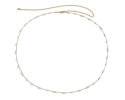 Plux Fashion Parel Buikketting - Goud - 2mm/75cm + 30cm verlengstuk - Sieraden - Gold Pearl Belly Chain - HipHop Buikketting- Schakel Buikketting - Sieraden Cadeau - Luxe Style - Duurzame Kwaliteit - Moederdag Cadeau