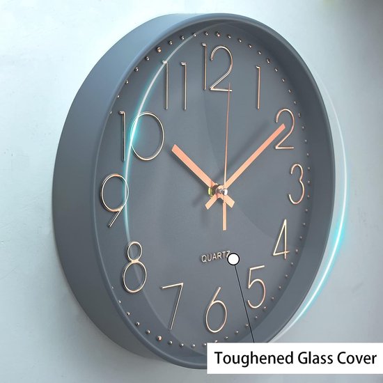 Horloge Murale Silencieuse Mee 2ou 60cm - Veilleuse Automatique, Sans Tic-tac, Design Métal Et Bois