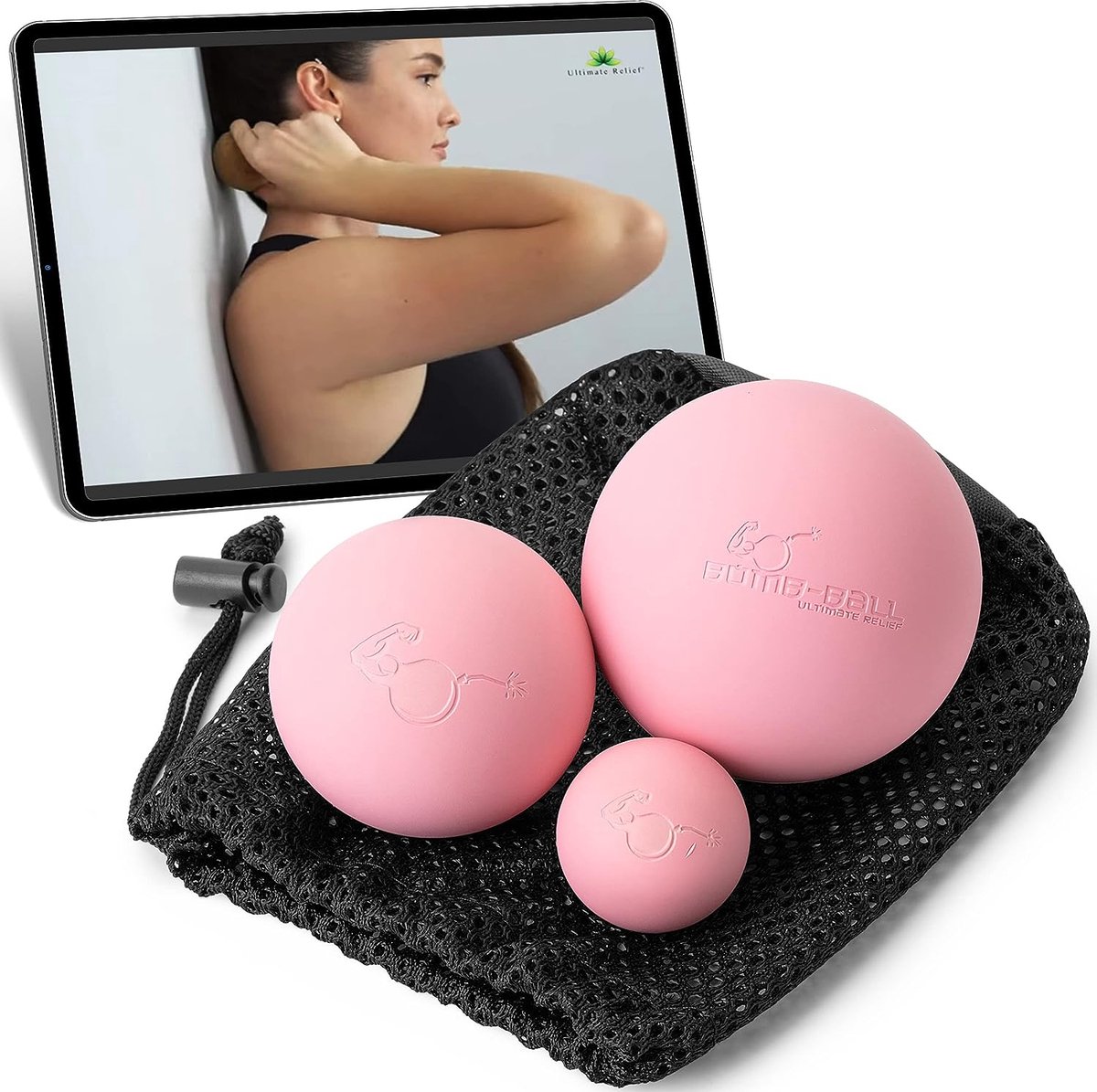 Goedkoopste ULTIMATE RELIEF® - Bomb-Ball Pink - Massage bal - Lacrosse bal - Massage roller voor Zelfmassage, Fascia training Triggerpoint therapie