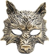 Masker Golden Wolf - Stevig plastic masker - goud