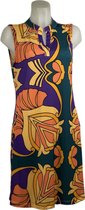 Angelle Milan – Travelkleding voor dames – Mouwloze Groen/Oranje Jurk – Ademend – Kreukherstellend – Duurzame jurk - In 5 maten - Maat XL