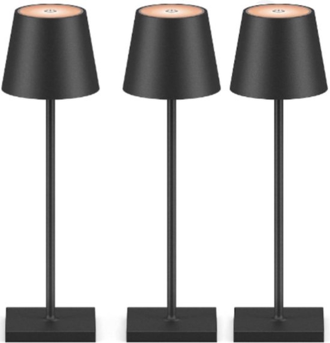 Tafellamp - Waterdicht - Draagbaar - Oplaadbaar - Warm Wit Licht - Zwart - Campinglamp - Dimbaar (3 STUKS)