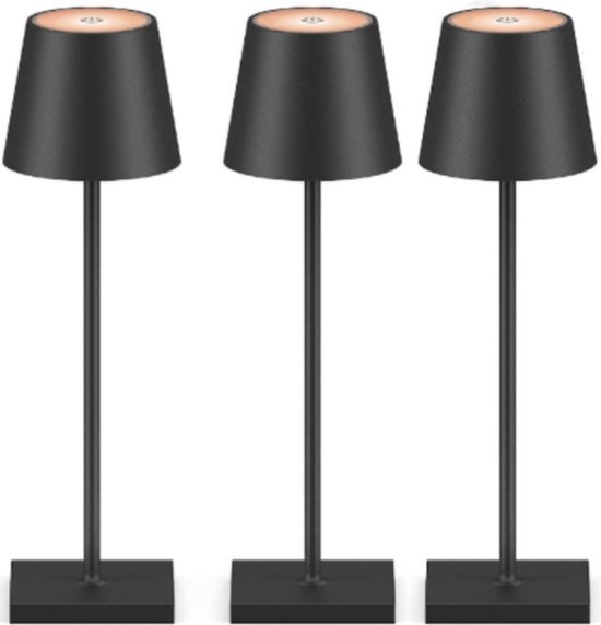 Lampe de table - LED - Portable - Sur piles - Lumière Wit chaude - Zwart - Lampe de camping - Dimmable
