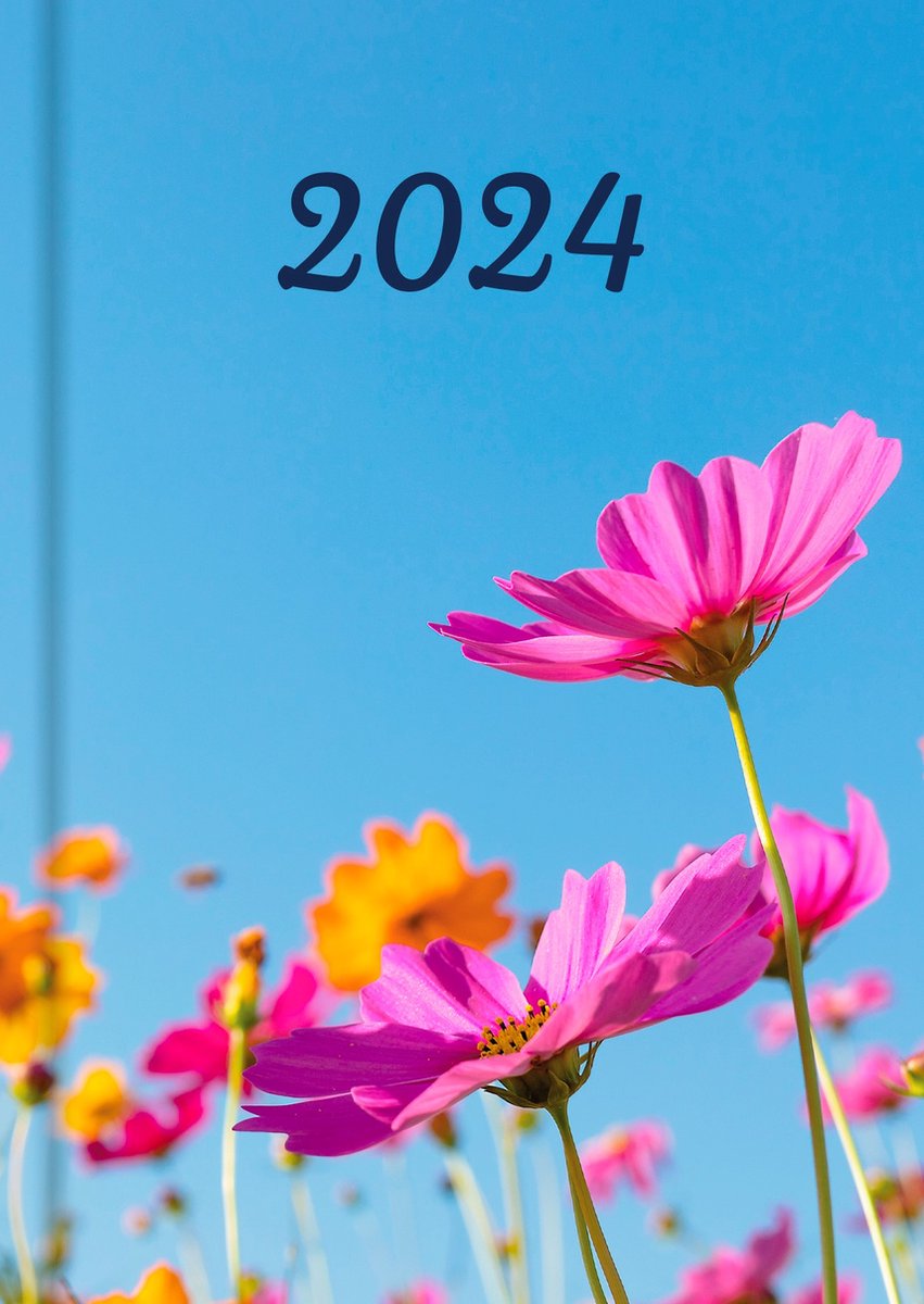 Hallmark - Agenda - 2024 - Flora - Blauw bloemen - Weekoverzicht - Hardcover - A6 (11 x 15,5cm)