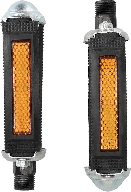 Fietspedalen Met Reflector – Universele 14 Mm Schroefdraad – Antislip Rubber – Zwart – Geschikt Voor MTB, Stadsfiets, Fatbike, Vouwfiets En Meer