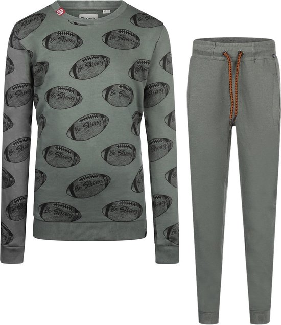 No Way Monday - Kledingset - Jongens - 2 delig - Joggingrboek Green - Sweater ls Forest Green met baseball - Maat 104