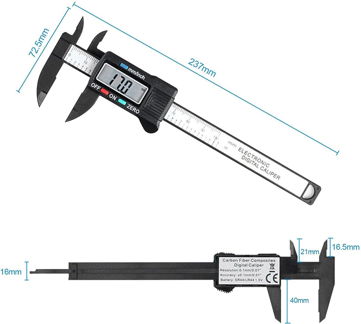 Digitale schuifmaat van roestvrij staal, 150 mm, met groot lcd-display, digitaal, professioneel