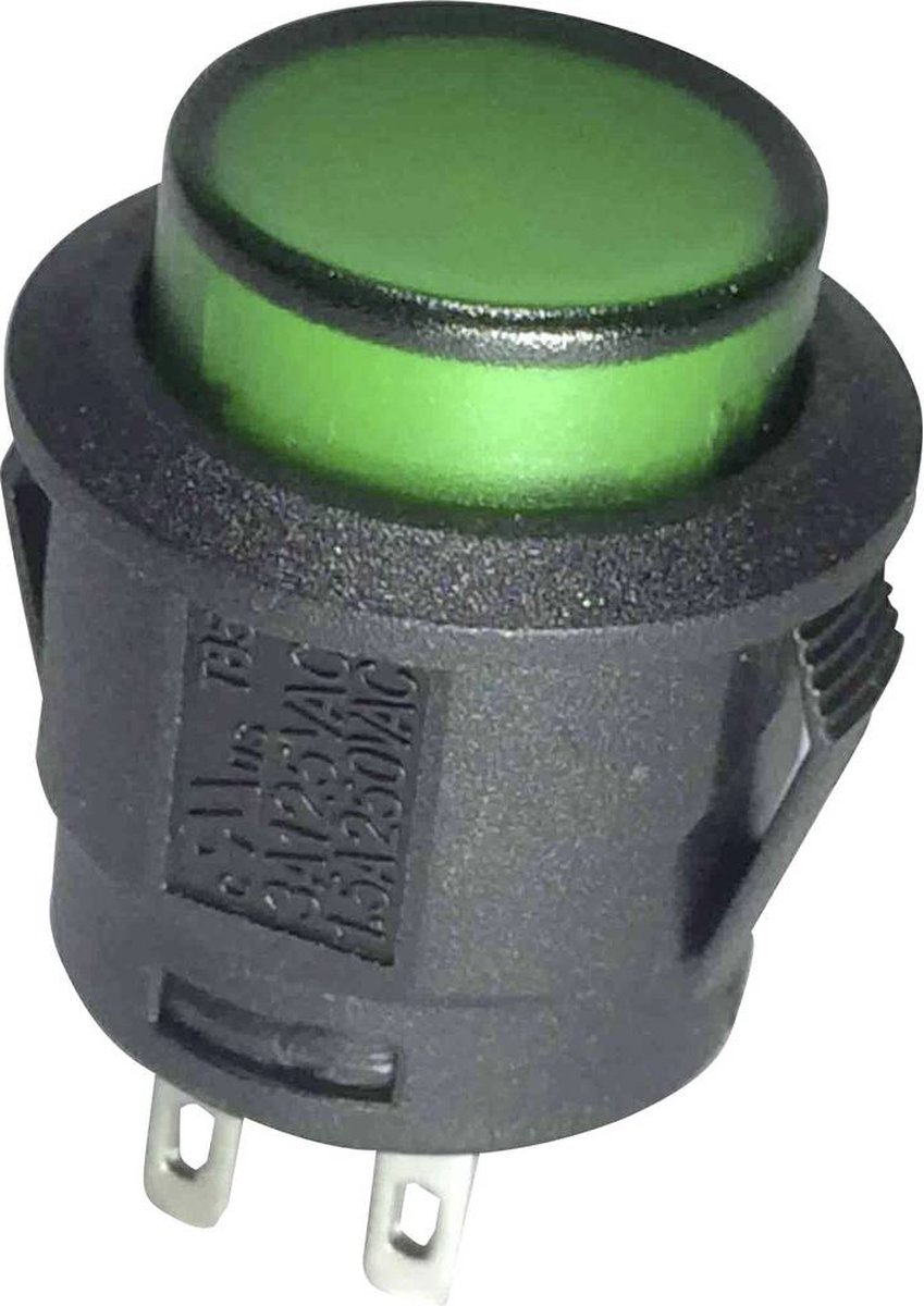 TRU COMPONENTS 1587763 TC-R13-527AL-02GN Druktoets 250 V/AC 6 A 1x uit/(aan) Moment Groen 1 stuk(s)