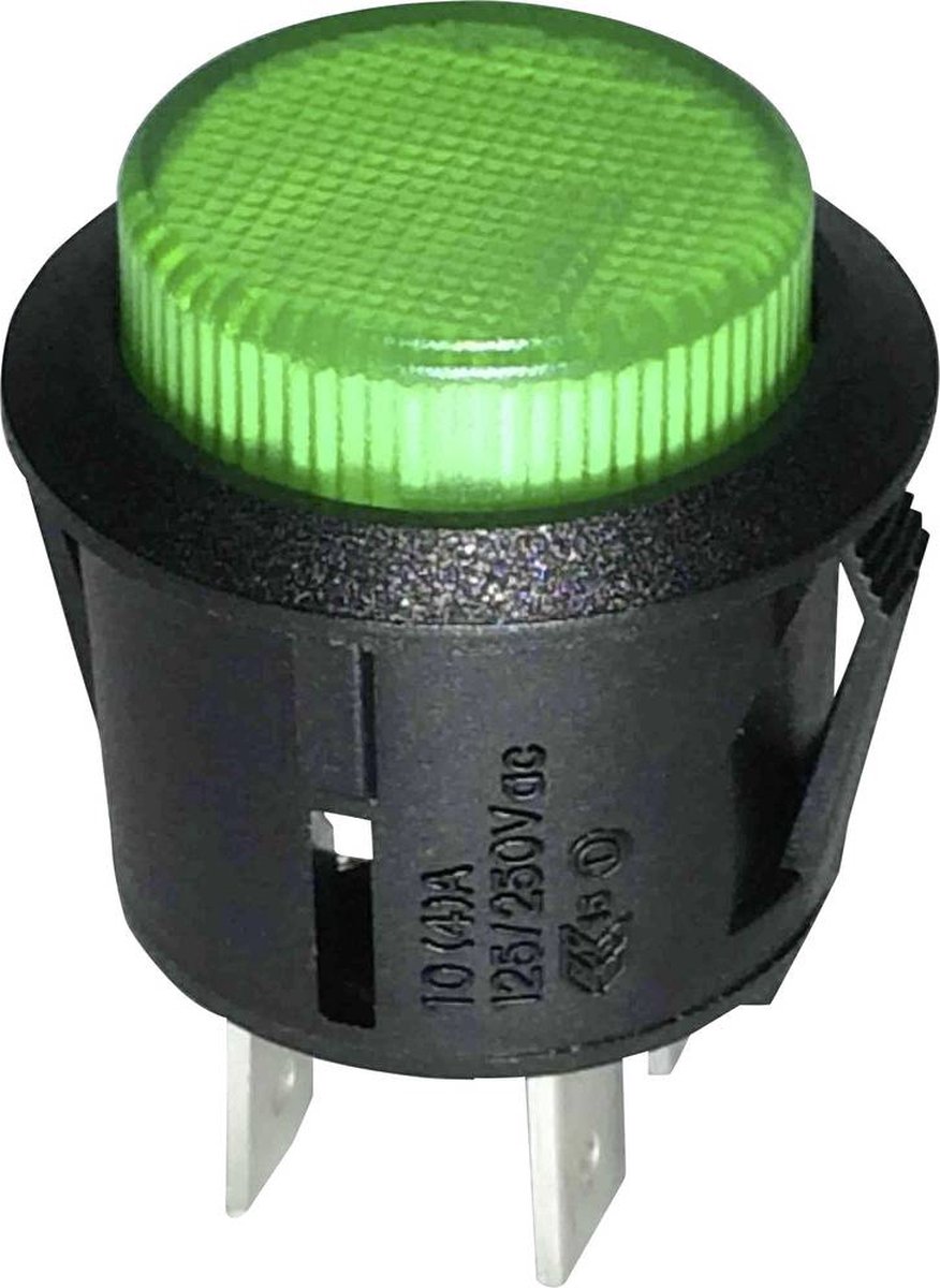 TRU COMPONENTS 1587756 TC-R13-523BL-05GN Drukschakelaar 250 V/AC 1.5 A 1x uit/aan Continu Groen 1 stuk(s)