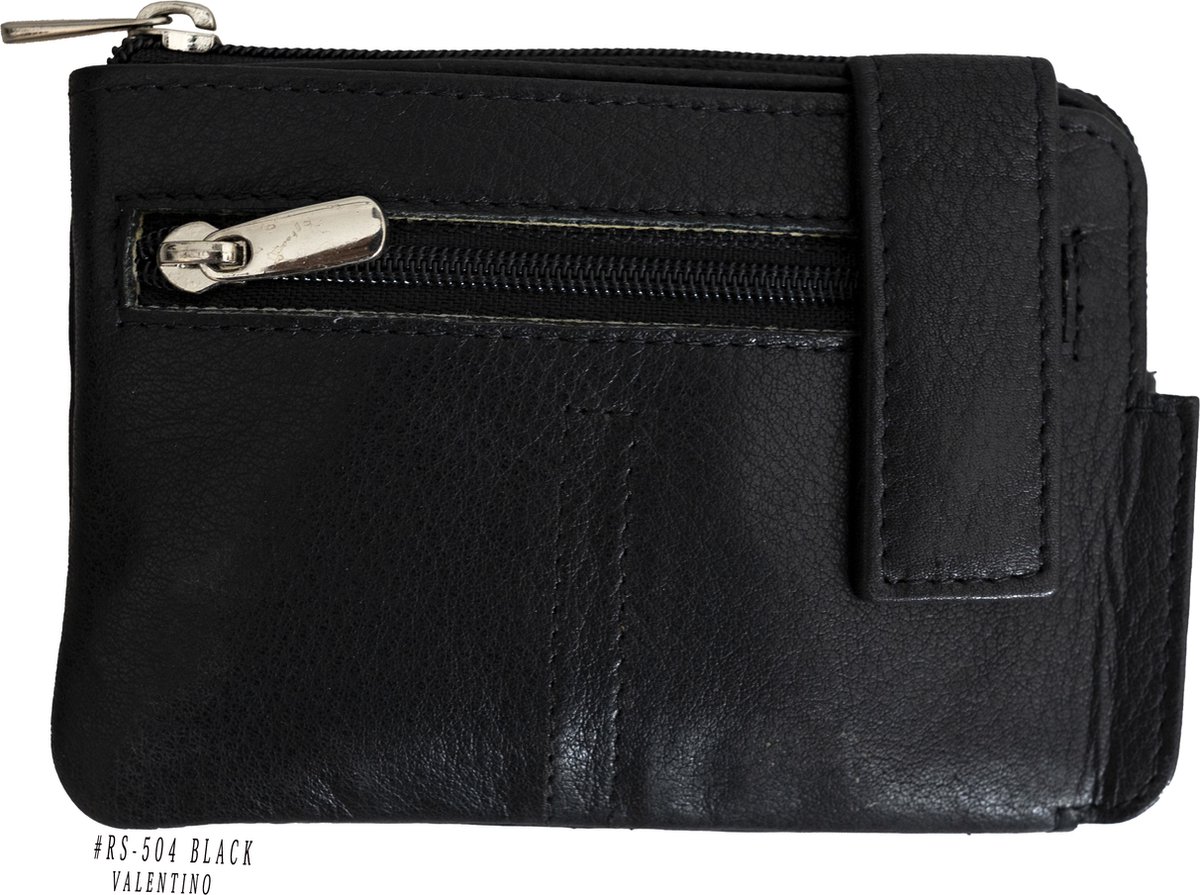 Massi Miliano Sleutel-etui/ Portemonnee Unisex Nappa Leer Zwart - (RS-504-6) -11.5x1.5x8cm -