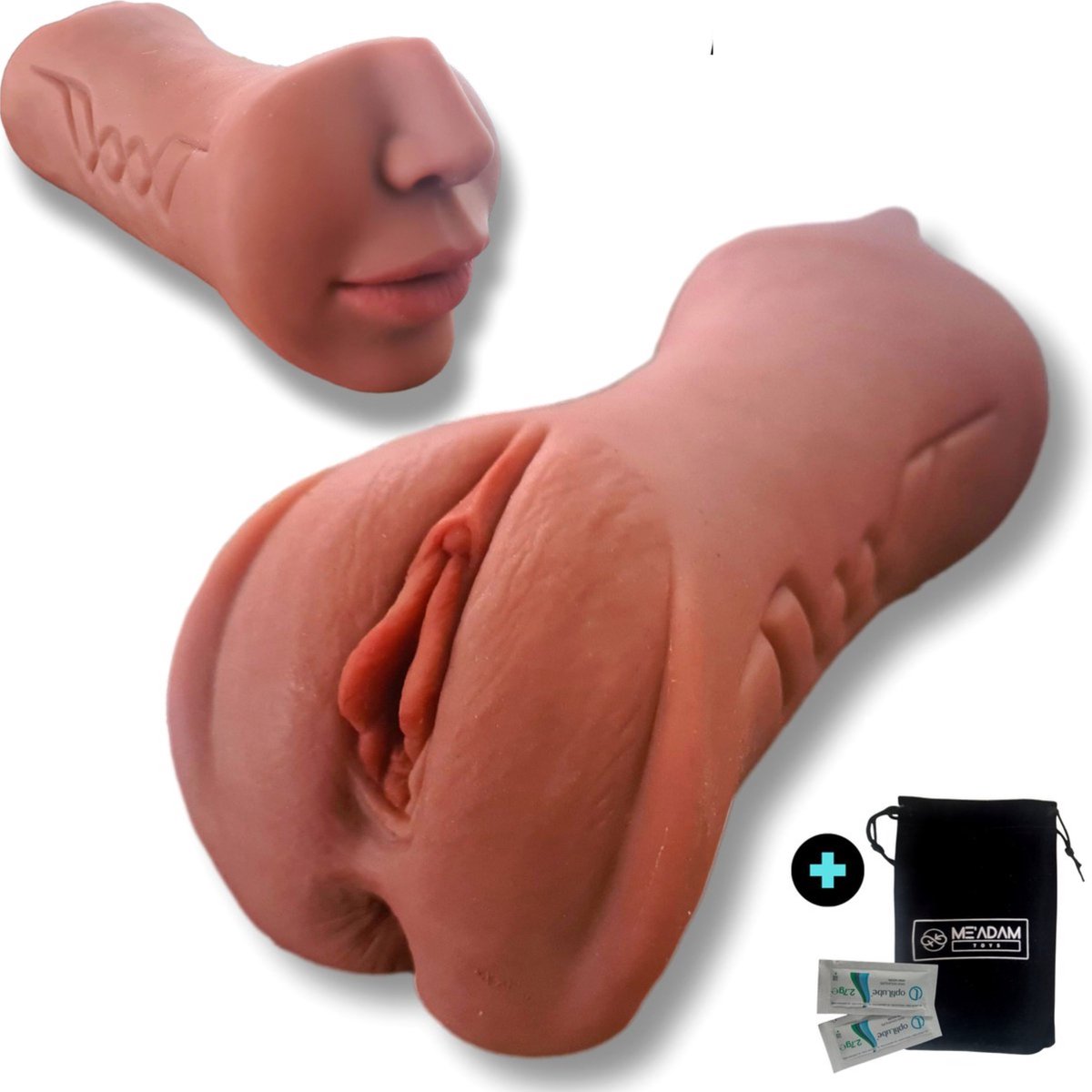 ME'ADAM Jane™ -3D Realistische Masturbator - sexpop - Inclusief opbergtas & glijmiddel - 2 in 1 - Vagina & Anus - Sex toys voor mannen - Realistische vagina - Pocket Pussy - kunstvagina - Merkloos