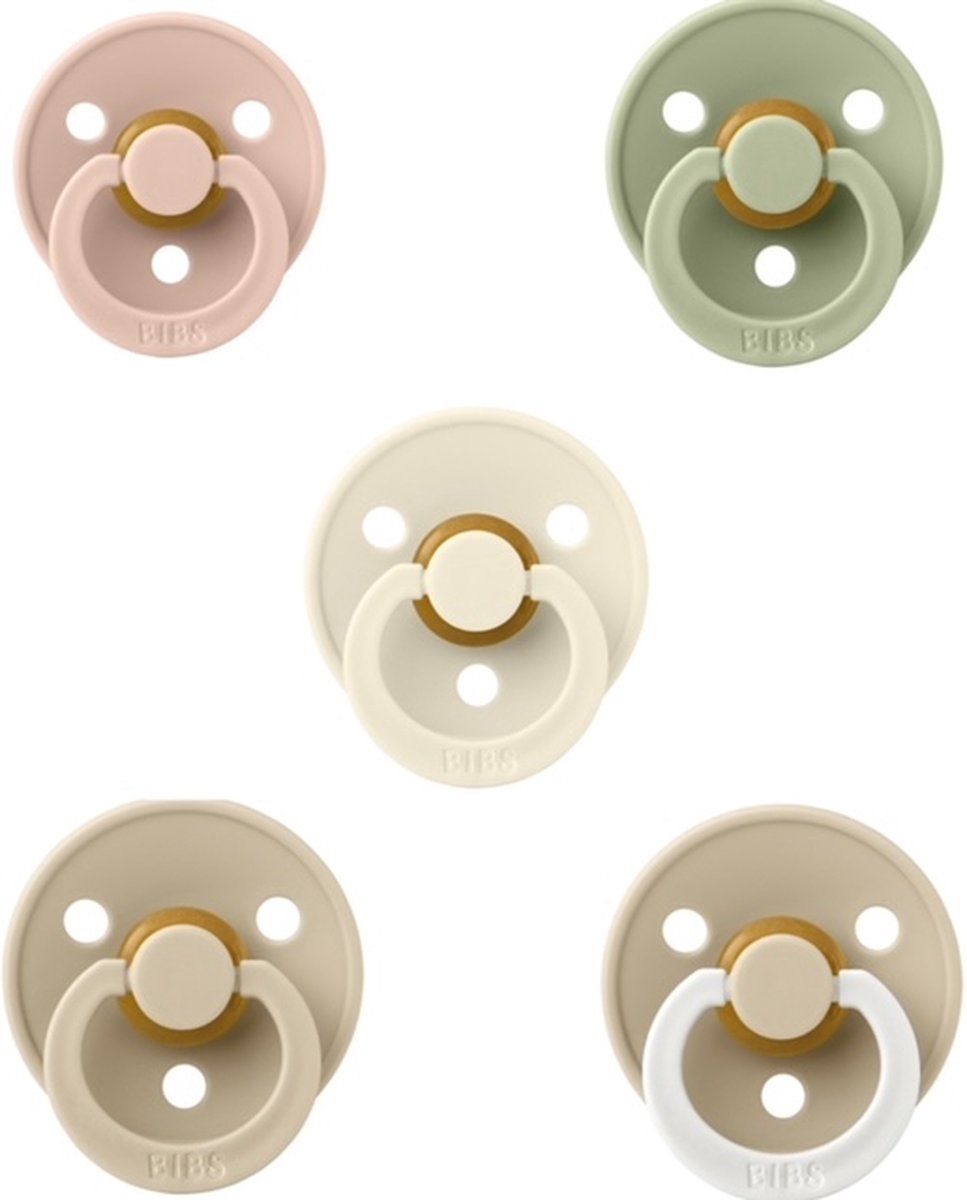 Goedkoopste Bibs fopspenen 18 maand set 5 stuks Blush,Ivory,Sage,Vanilla en Night Glow Vanilla maat 3