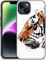 Telefoonhoesje Geschikt voor iPhone 15 Silicone Case met Zwarte rand Tiger