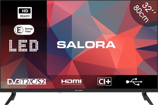 Salora 32HDB200 tv 81,3 cm (32") HD Zwart 180 cd/m²