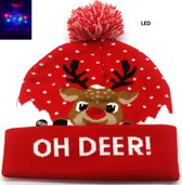 Muts met Pompon en Lampjes - Thema Kerst - Beanie - Acryl - Oh Deer