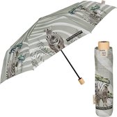 Duurzame Opvouwbare Paraplu voor Vrouwen - Vouwparaplu Organisch Natuurlijk Houten Handvat met Handmatige Opening - Compacte Lichtgewicht Windbestendige Reisparaplu (Zebra)