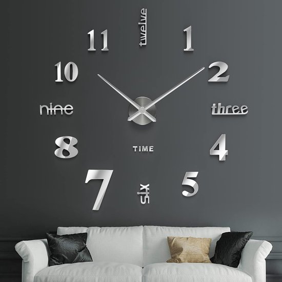 Horloge murale 3D - Premium - Moderne - Avec citation - Groot - Mots et  chiffres - Argent | bol