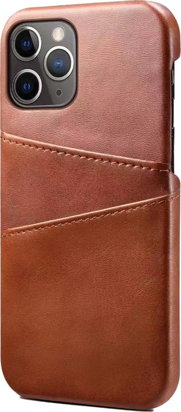 Coque iPhone 15 - Coque arrière - Porte carte - Portefeuille - Simili cuir - Marron foncé