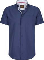Cappuccino Italia - Heren Overhemden Korte Mouw Navy - Blauw - Maat XL