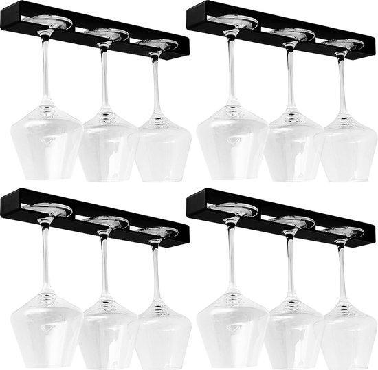 FOMANSH Wijnglasrek - onder kast glaswerk wijnglashouder glazen opberghanger metalen organizer voor bar keuken wit
