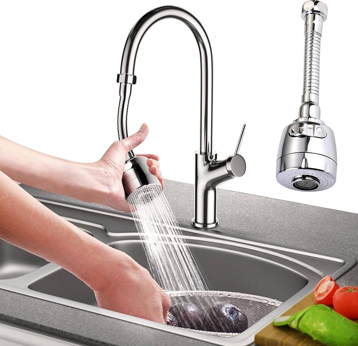 relaxdays tuyau de robinet flexible - rallonge de robinet - économie d'eau  - bec de