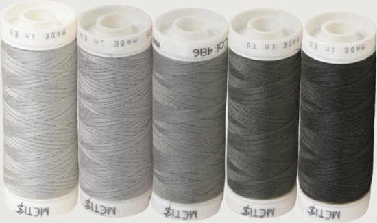 Set de 5 couleurs de fil à coudre gris - côté couture gris pour machines à  coudre et à