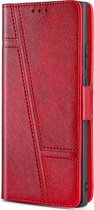 Coque iPhone 15 Pro - Bookcase - Porte carte - Portefeuille - Motif - Simili cuir - Rouge