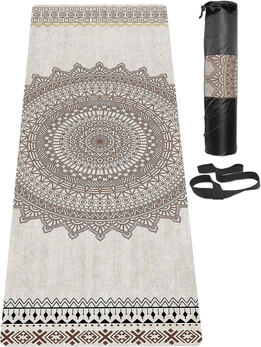 Yogamat, antislip, milieuvriendelijke trainingsmat met draagriem, dikke oefen- en trainingsmat voor yoga, pilates en fitness (183 cm x 61 cm x 6 mm)