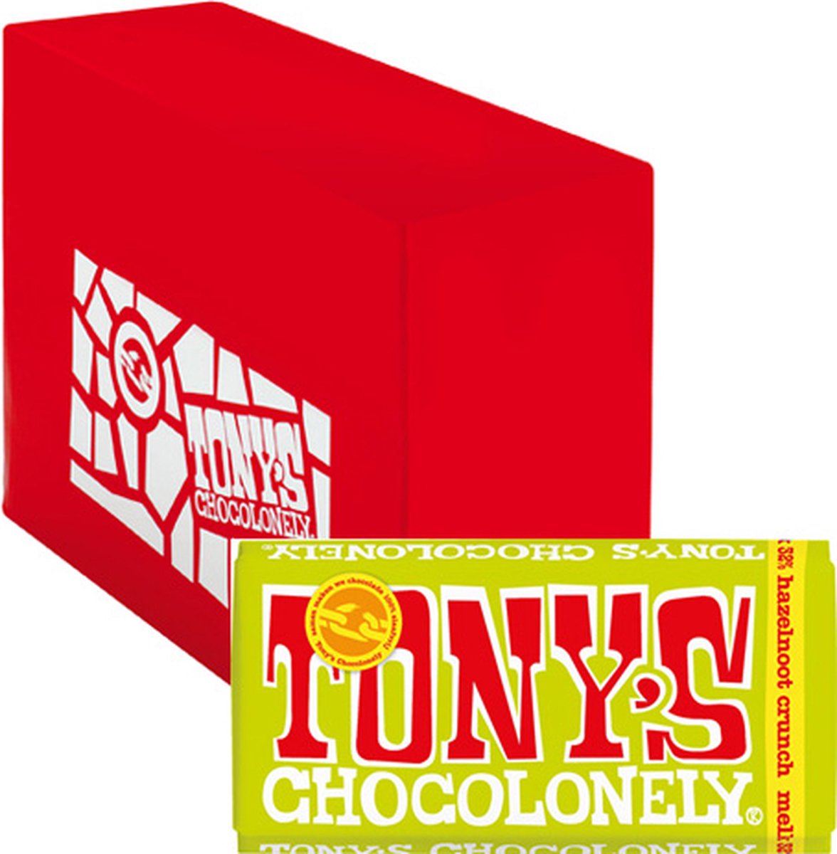 Chocolade tony chocolonely melk hazelnoot crunch | Stuk a 180 gram | 15 stuks
