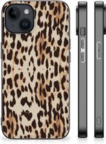 Telefoonhoesje Geschikt voor iPhone 15 Plus TPU Silicone Hoesje met Zwarte rand Leopard