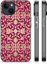 Smartphone Hoesje Geschikt voor iPhone 15 Plus Beschermhoesje met Zwarte rand Barok Pink