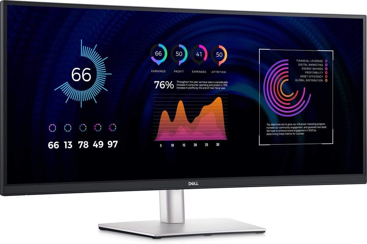 Dell P Series P3424WE 34 Wide Quad HD USB-C 90W IPS Monitor - Zwart, Zilver