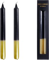 SENZA Dinerkaarsen duo zwart/goudkleurig 20,5 cm set van 2