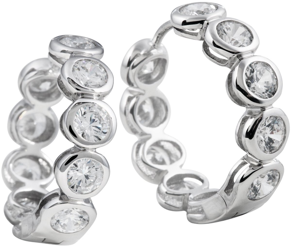 Diamonfire - Zilveren oorringen Eternity - Zirkonia - Rond