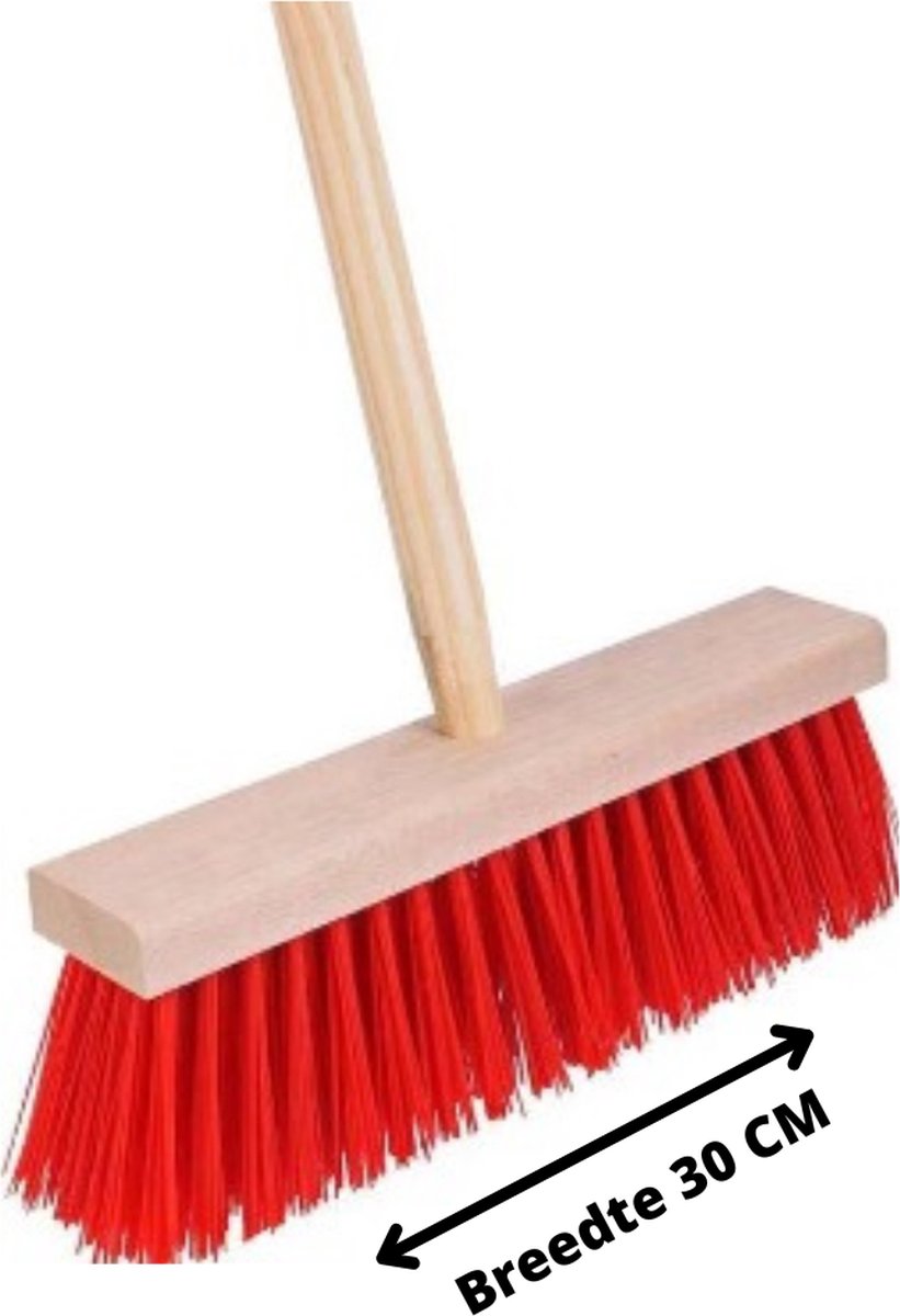 Goedkoopste Synx Tools Set 2x van Buitenbezem Rood - Tuinartikelen - Tuinsetjes - Veger - Straatbezem / Stadsbezem - Tuinbezem steel 120/ 28cm breed - Schoonmaakartikelen - Bezemsteel - Buiten bezem met steel