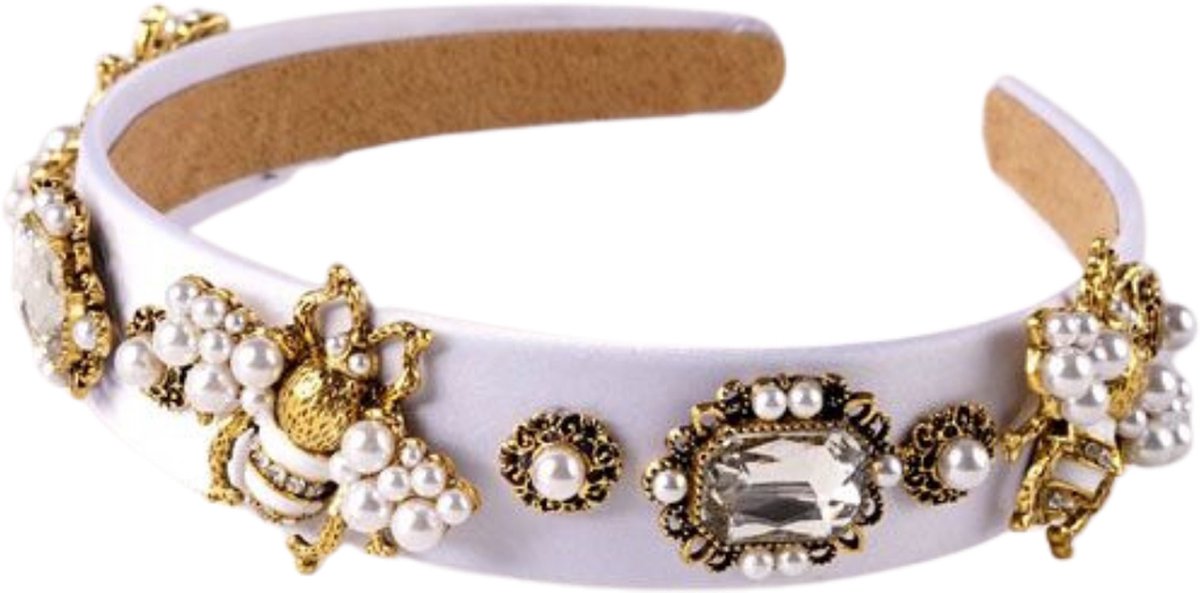Dottilove Elisa Bee-haarband - Haar accessoire - Sierklem - Sier accessoire - Wit