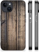 Leuk TPU Back Cover Geschikt voor iPhone 15 Plus Telefoon Hoesje met Zwarte rand Steigerhout