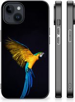 Bumper Hoesje Geschikt voor iPhone 15 Plus GSM Hoesje met Zwarte rand Papegaai