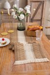 Tafelloper boho beige macramé kant 24 x 180 cm met