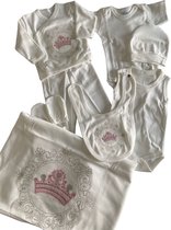 Luxe baby set 10 delig - newborn - baby shower cadeau - in luxe verpakking - meisje - roze kroon