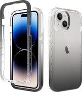 Hoesje geschikt voor iPhone 15 - Full body - 2 delig - Shockproof - Siliconen - TPU - Zwart